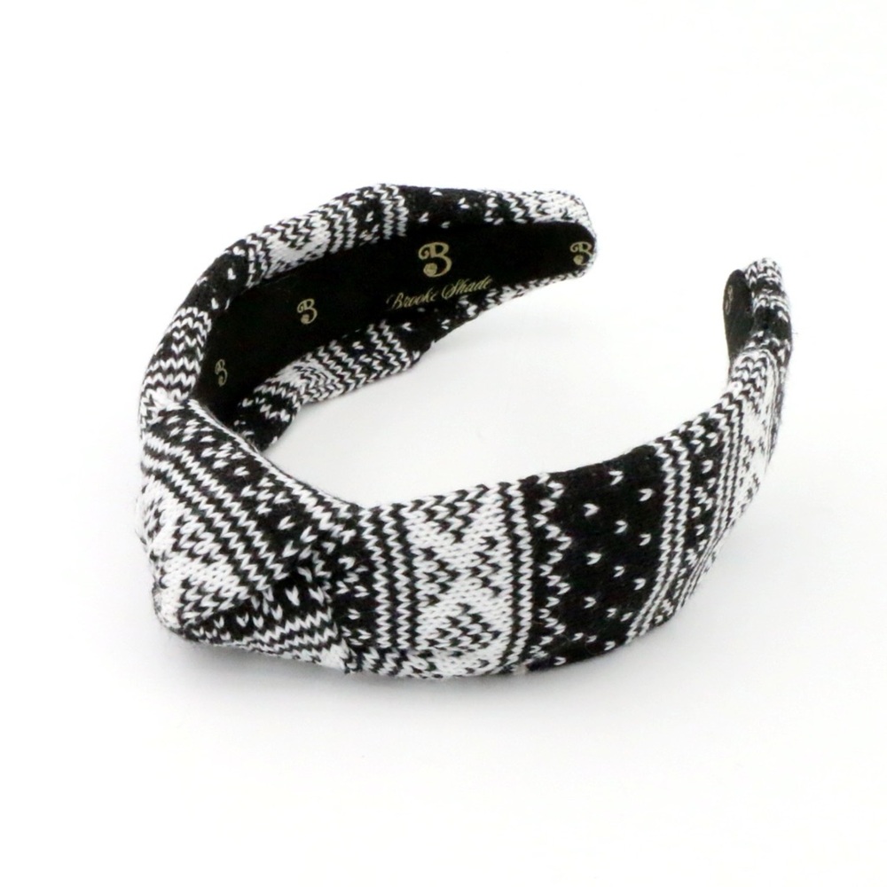 142. The Brooke Shade Winter Black FairIsle Sweater Low Knot  Headband